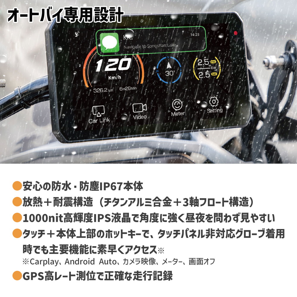 タナックス×チギー■スマートライドモニター AIO-5 Lite ドライブレコーダー付き オートバイ用高性能スマートモニター TANAXxCHIGEE