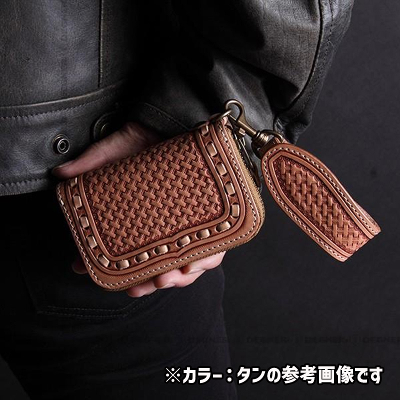 カービングレザー キーケース ブラック