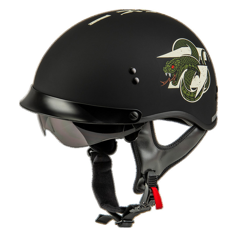 ジーマックス■HH-65 DRK1 ハーフヘルメット ピークバイザー付 マットブラック/ボーン GMAX