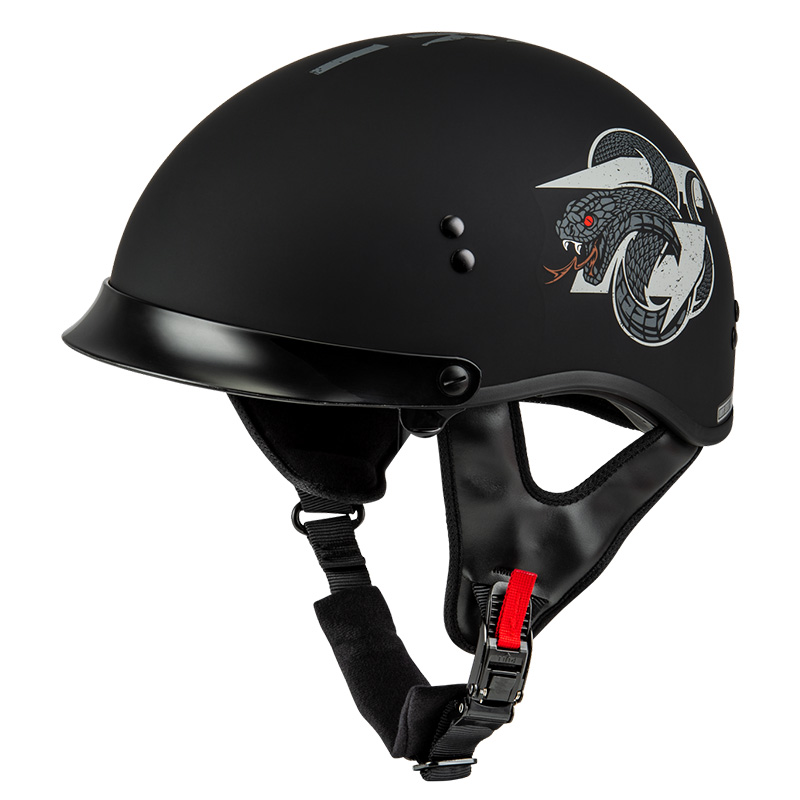 ジーマックス■HH-65 DRK1 ハーフヘルメット ピークバイザー付 マットブラック/グレー GMAX