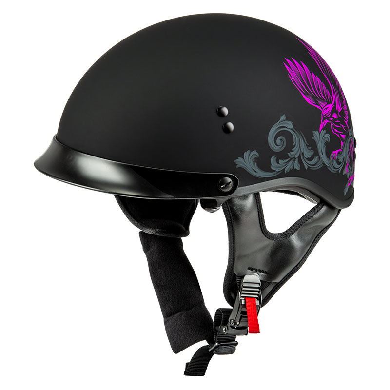 ジーマックス■HH-65 コルバス ハーフヘルメット ピークバイザー付 ブラック/パープル/ グレー GMAX