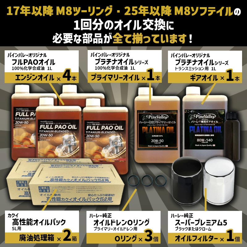 フルPAOオイルセット 25年以降 M8ソフテイル