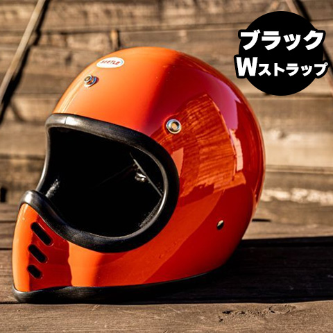 オーシャンビートル■ BEETLE MTX ビンテージモトクロスヘルメット オレンジ （ブラックダブルストラップ） OCEAN BEETLE