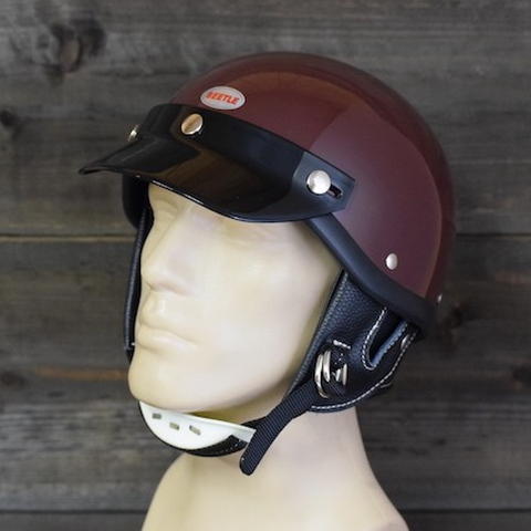 【クリスマスセール】ショーティー4 ハーフキャップヘルメット マルーン/ホワイトチンカップ 2XL