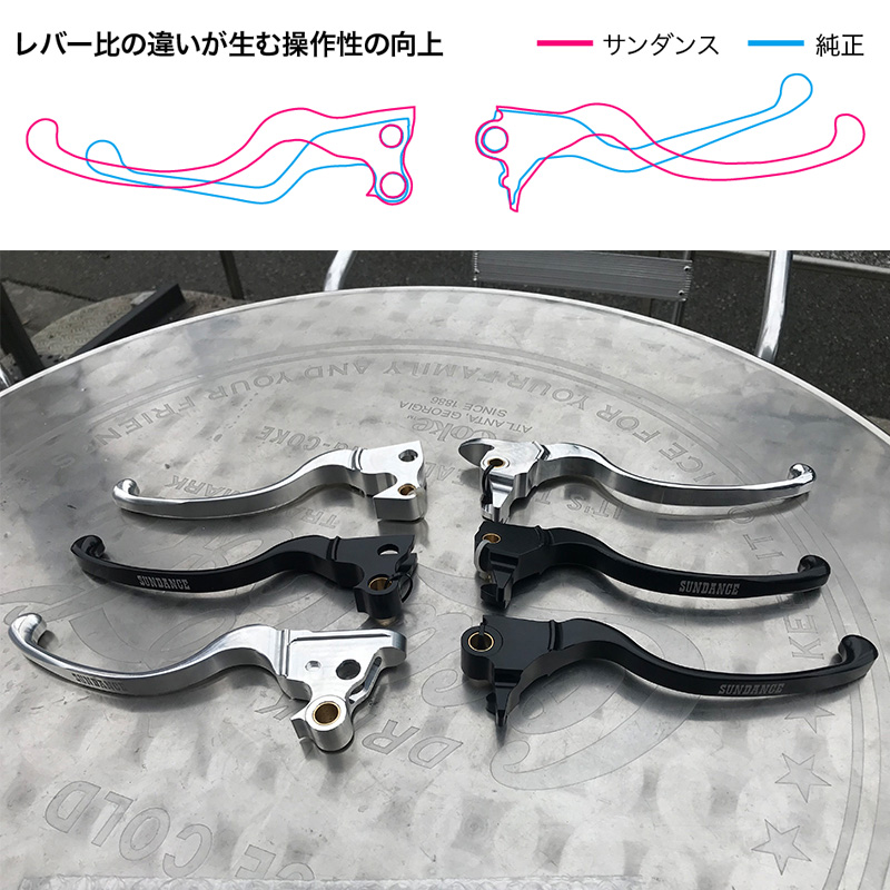 サンダンス□ フェザータッチパワーレバー クラッチ＆ブレーキセット ポリッシュ 【04-13年 スポーツスター】 SUNDANCE  Feathertouch powerlever clutch&breaklever Polish / パインバレー