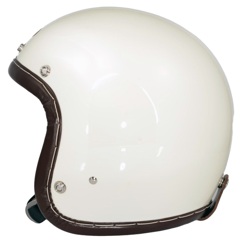 SHM■ Lot-110 ハンドステッチ ジェットヘルメット アイボリー/ブラウンレザー（SG規格）