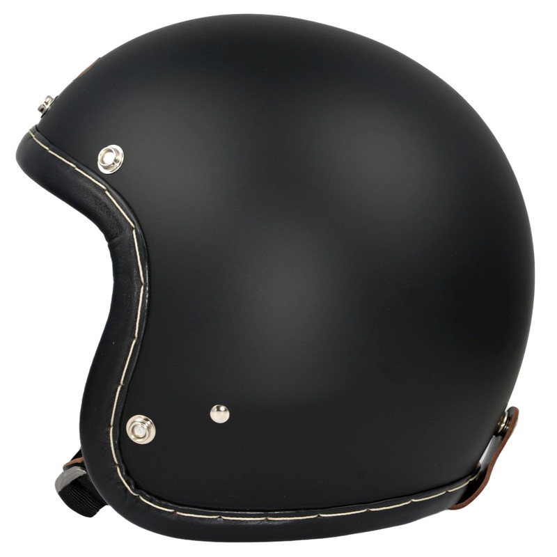 SHM■ Lot-110 ハンドステッチ ジェットヘルメット マットブラック/ブラックレザー（SG規格）