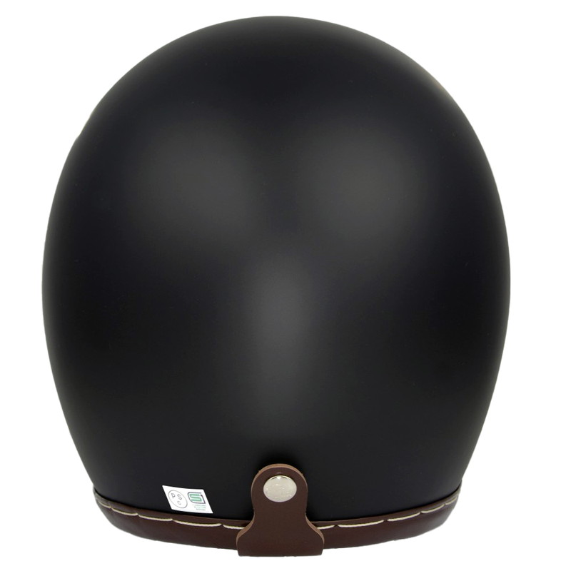 SHM■ Lot-110 ハンドステッチ ジェットヘルメット マットブラック/ブラウンレザー（SG規格）