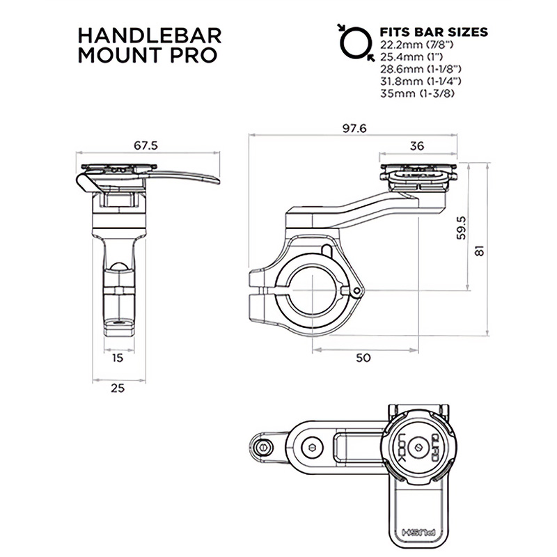 クアッドロック■モーターサイクル ハンドルバーマウント PRO クローム QUAD LOCK