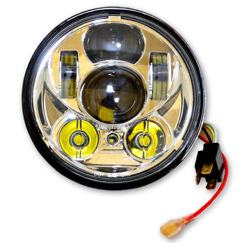 ハーレー専用■ 5.75インチ（5-3/4インチ）LEDヘッドライト デーメーカープロジェクタータイプ/クローム
