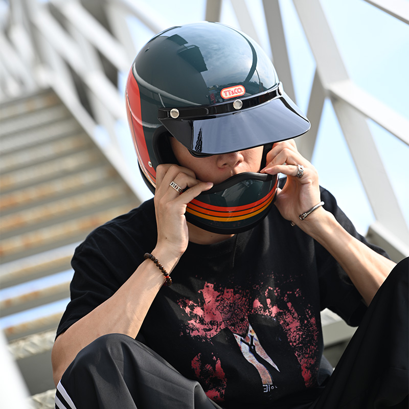 トゥーカッター SG/DOT セブンティーズライン フルフェイスヘルメット ヴィンテージブルー