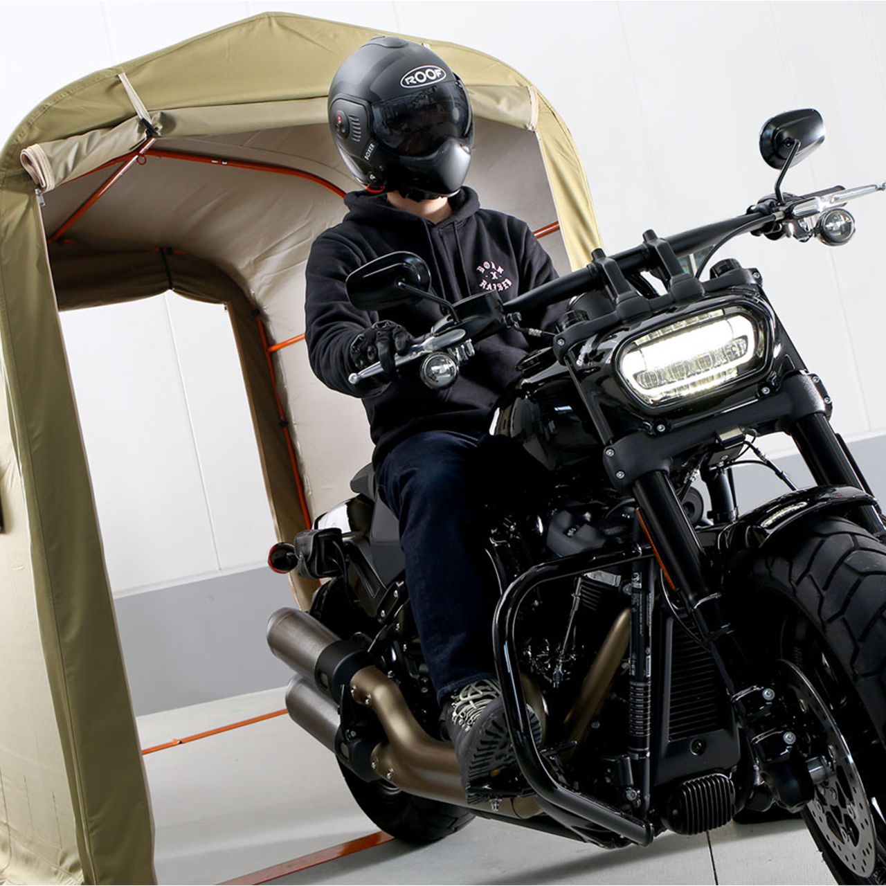 ドッペルギャンガー□バイクガレージ 2500 カーキ DOPPELGANGER BIKE