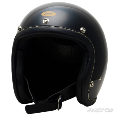 SHM■ Lot-101 ハンドステッチ ジェットヘルメット ブラック/ブラックレザー （SG規格）