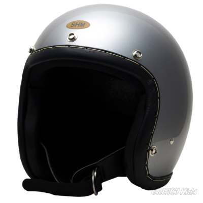 SHM■ Lot-101 ハンドステッチ ジェットヘルメット シルバー/ブラックレザー （SG規格）