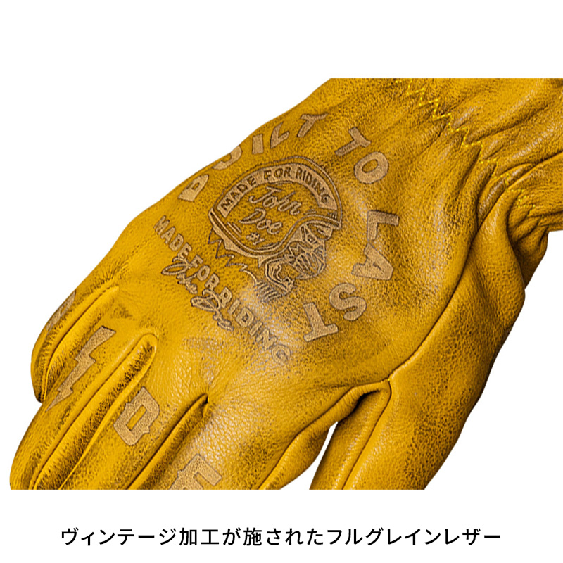 ジョン・ドゥー(John Doe) コヨーテ レザーグローブ イエロー/グレー ヴィンテージ加工