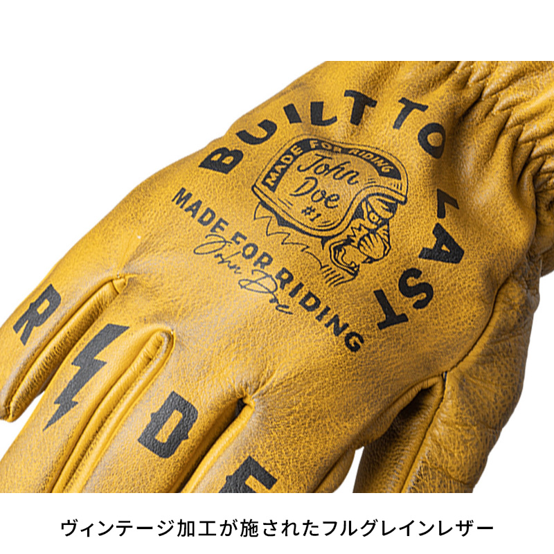 ジョン・ドゥー(John Doe) コヨーテ レザーグローブ イエロー/ブラック ヴィンテージ加工