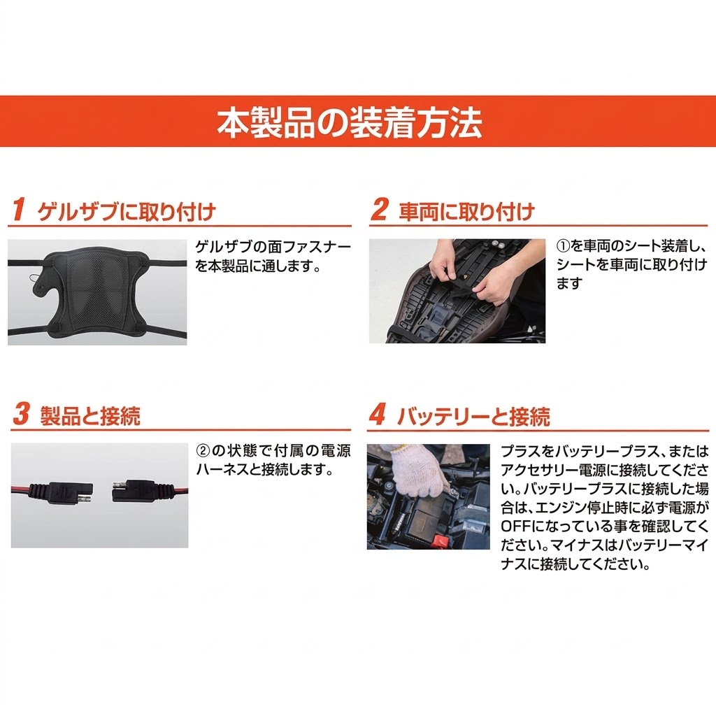 GEL-ZAB(ゲルザブ)ウォームシートカバー用 単品装着変換面ファスナー 2本入り