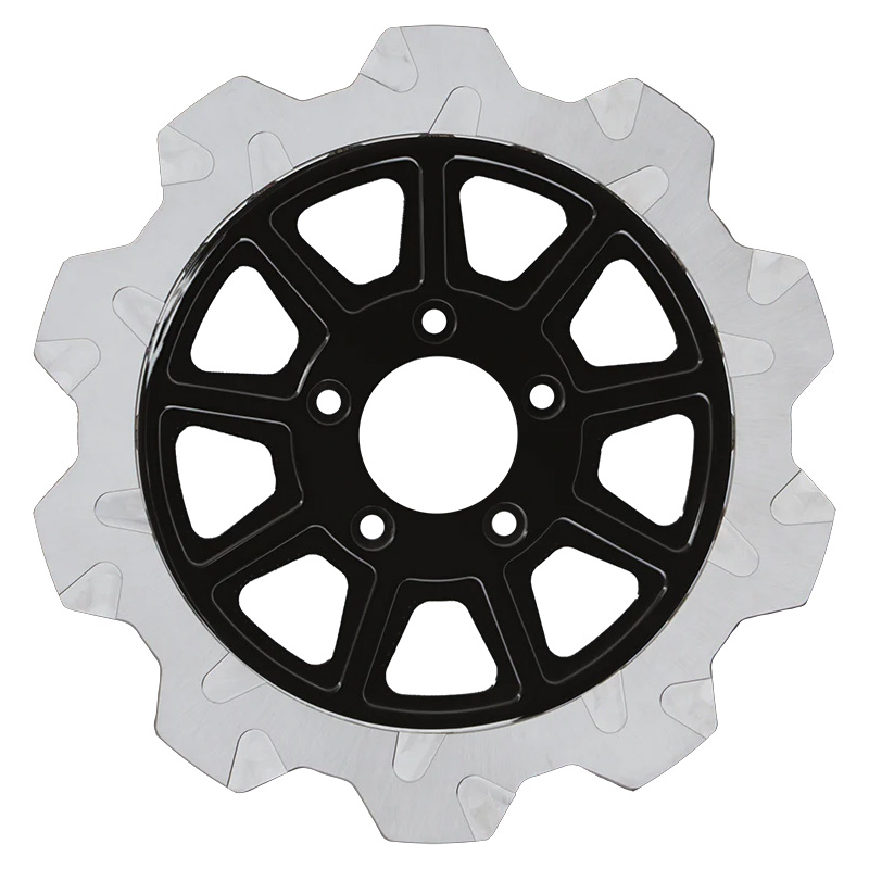 11.5インチ/6mm クラウンカット 9スポーク リア ブレーキローター ブラックインナー/クロームアウター