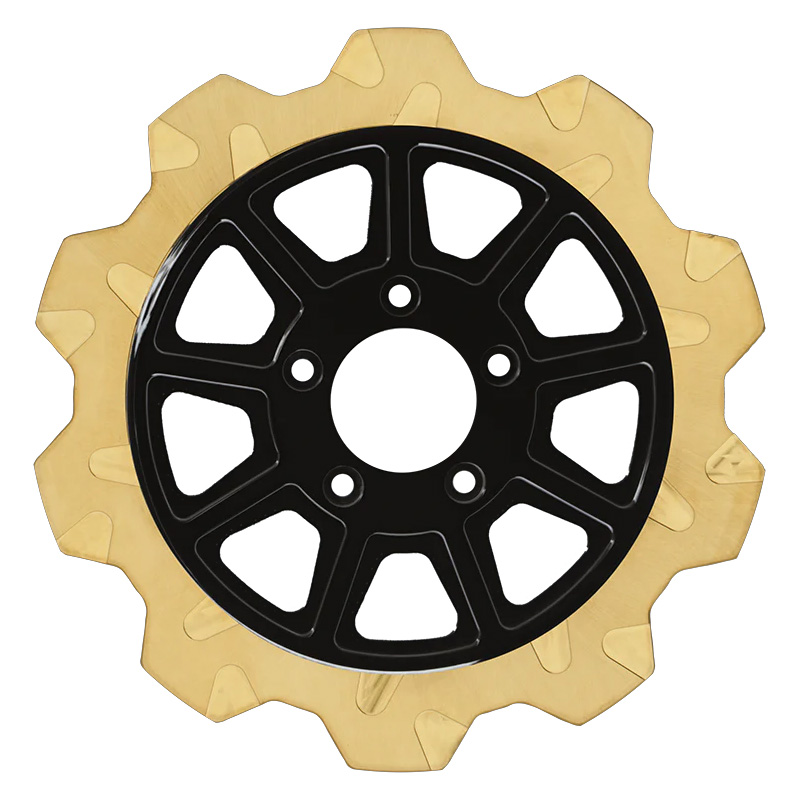 11.5インチ/6mm クラウンカット 9スポーク リア ブレーキローター ブラックインナー/ゴールドアウター