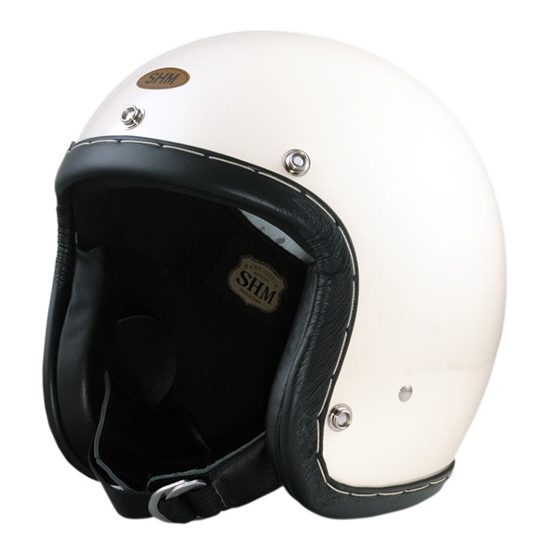 SHM■ Lot-104 ハンドステッチ ジェットヘルメット アイボリー/ブラックレザー （SG規格）