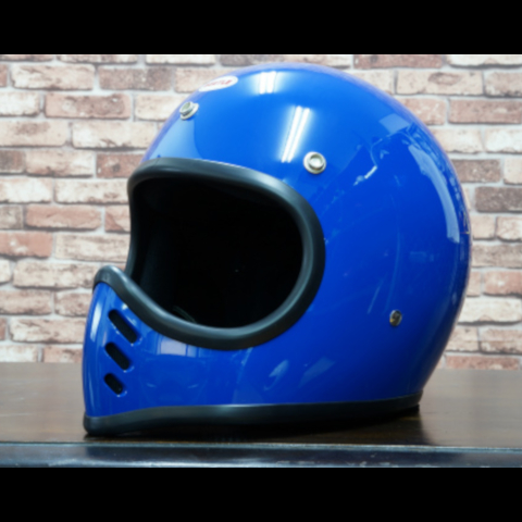 オーシャンビートル■ BEETLE MTX ビンテージモトクロスヘルメット ブルー （シングルストラップ） OCEAN BEETLE