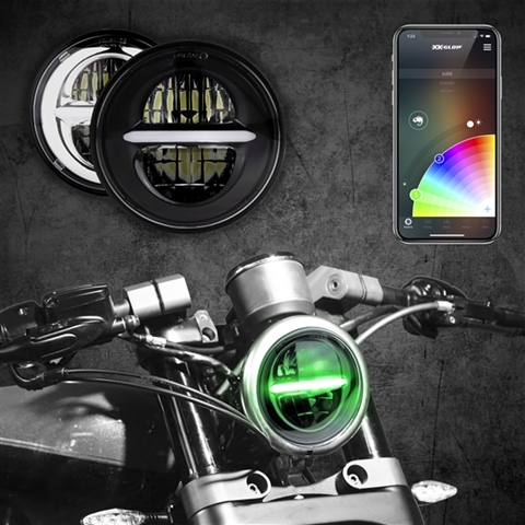 XKグロー■5.75インチ RGB LED ヘッドライト アプリ制御 ブラック 482180