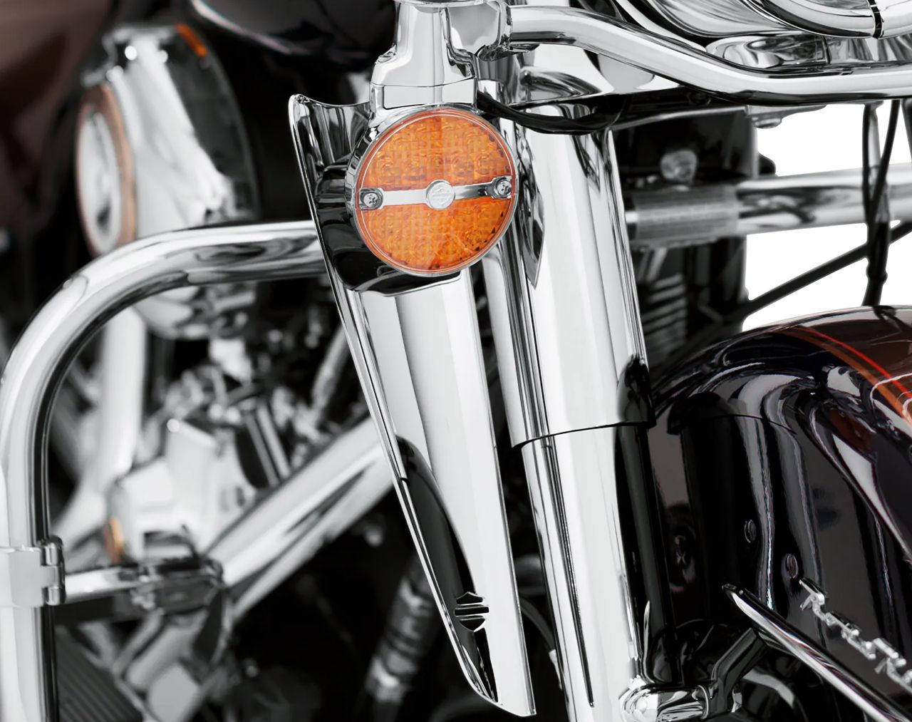 ハーレー純正□フォークマウント ウインドディフレクター クローム 【95年以降 ツーリング】 Harley Davidson Fork-Mount  Wind Deflectors Chrome for FLHR FLHT FLHX / パインバレー